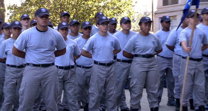 Teenagers getting ready for Law Enforcement team games