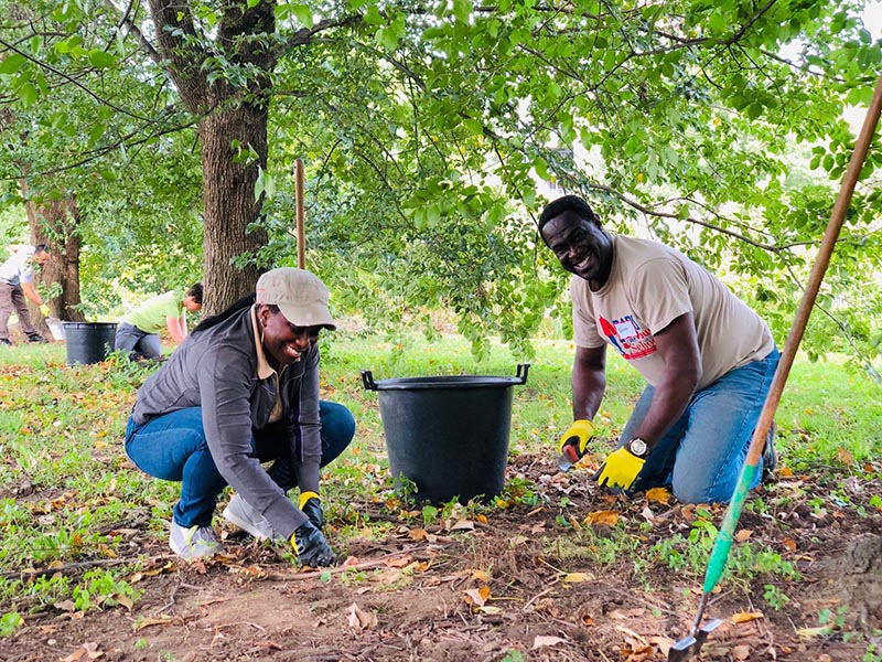 Two New York Service Volunteers Cleaning up the Park
