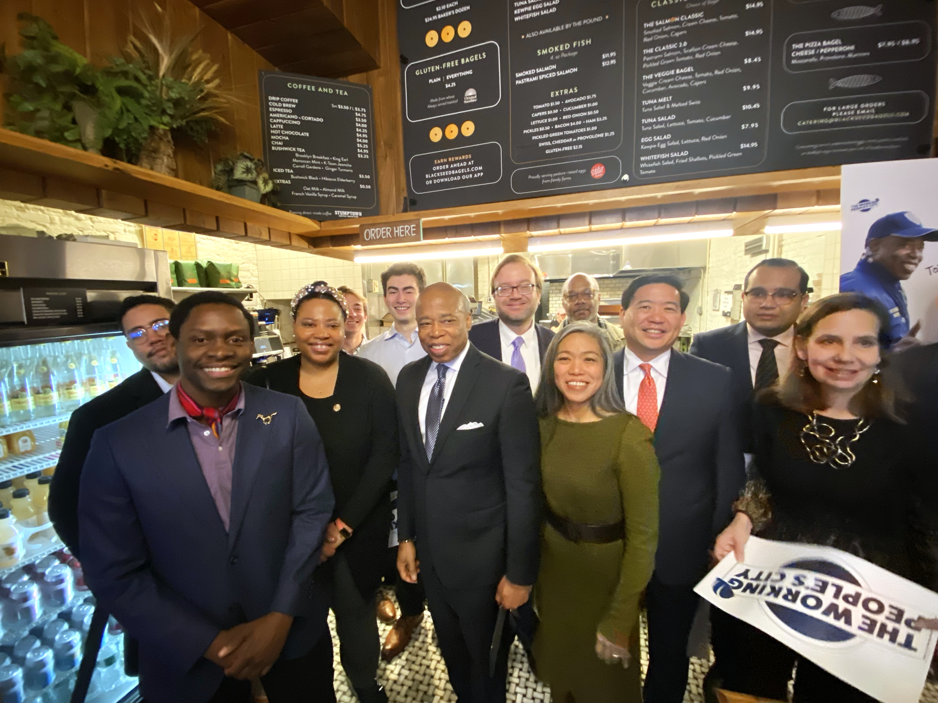 Mayor Adams, SBS Commissioner Kim and others at jobs announcement
                                           