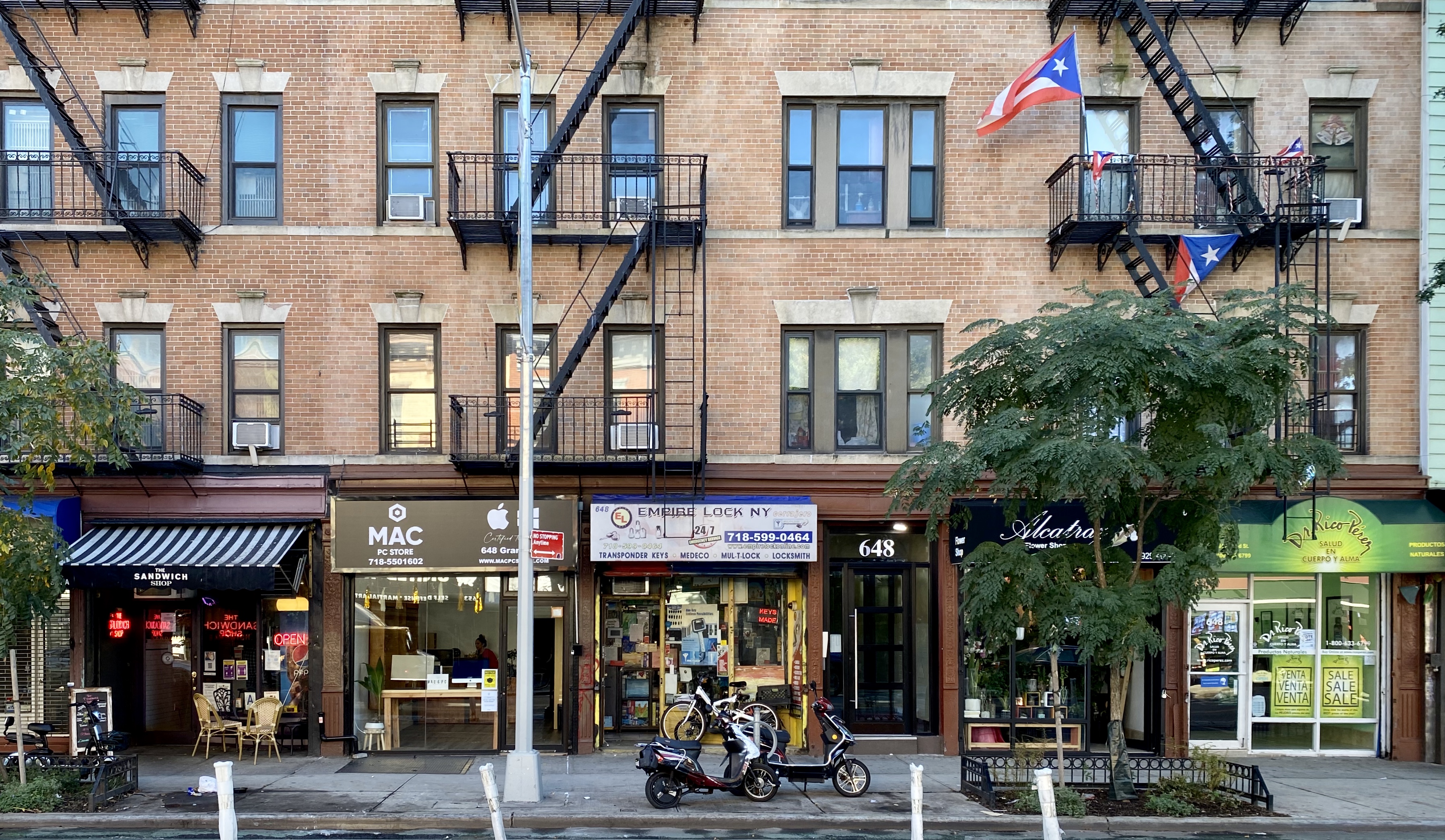 Storefronts on Grand Street in Brooklyn