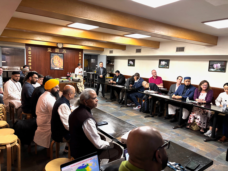 Faith leaders were meeting and discussing at a Buddhist temple