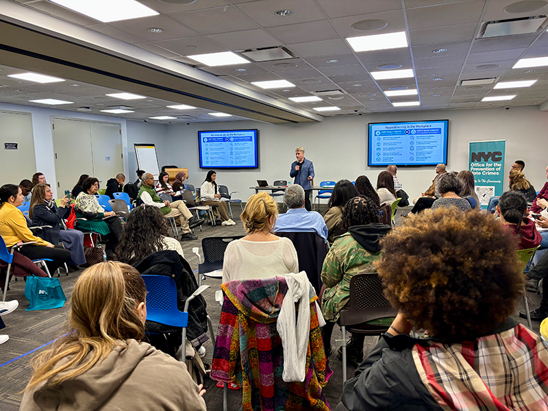 OPHC was hosting training on NeuroInclusion & Disability Awareness, instructor was speaking to full classroom of attendees