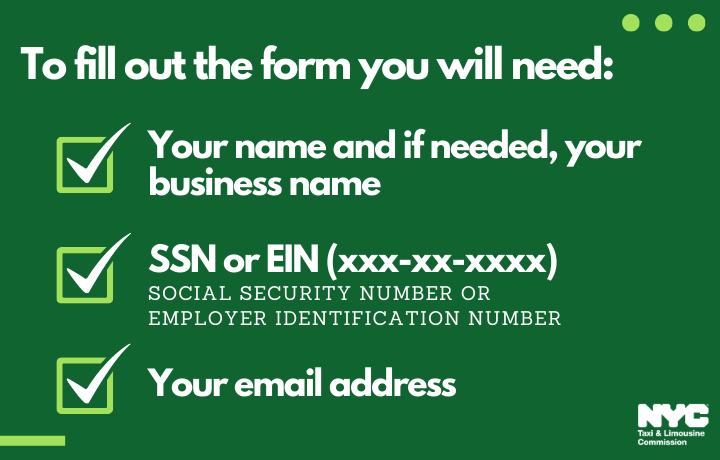 Image of check list items for the form