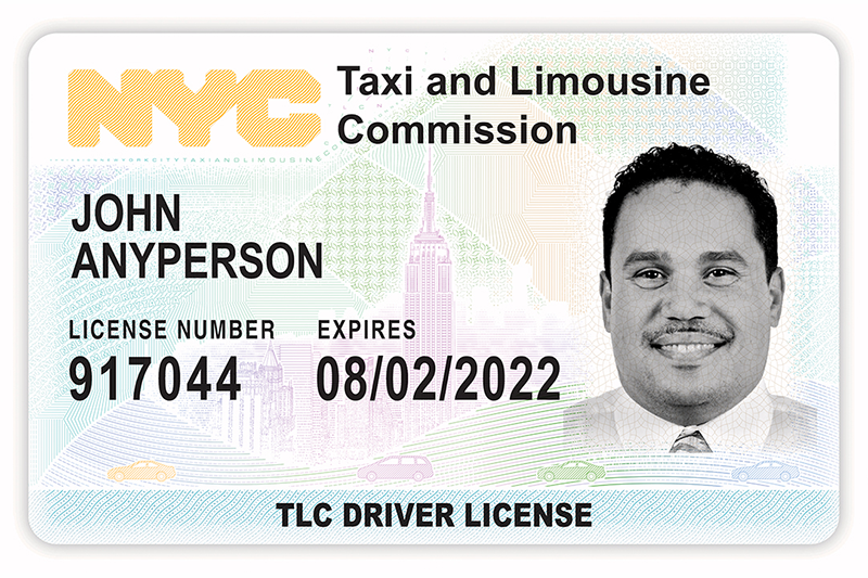 graphic for get a drivers license - an enlarged photo of a TLC Driver's License