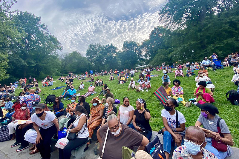 people gathered in a park