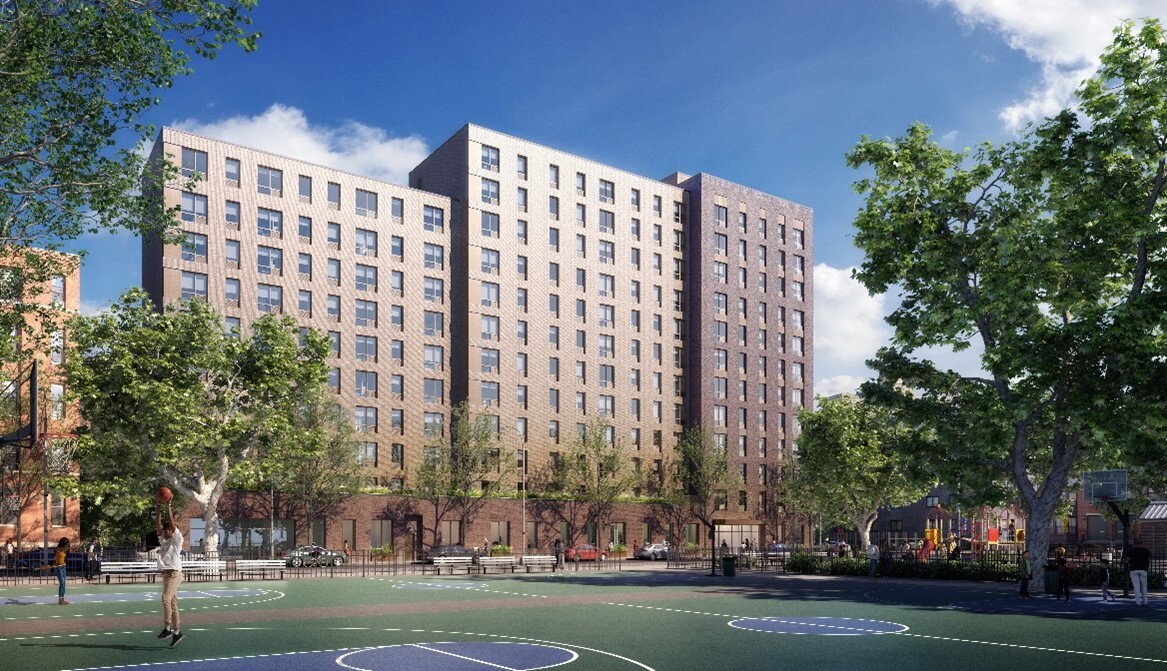 a large orange brownish residential building