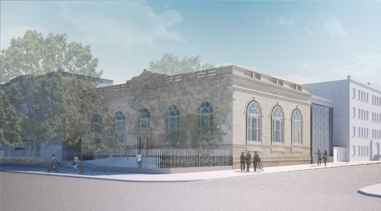 Rendering of the renovated Eastern Parkway Library exterior.