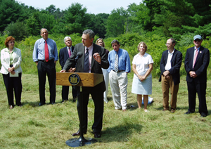 First Deputy Commissioner David Tweedy addresses the audience at the dedication of the Angle Fly Preserve.