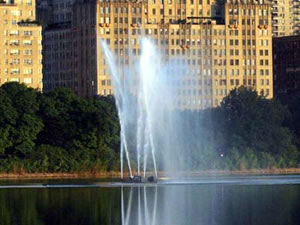 The fountain in the Reservoir activated on July 18, 2003 To Commemorate 150th Anniversary Of Central Park.