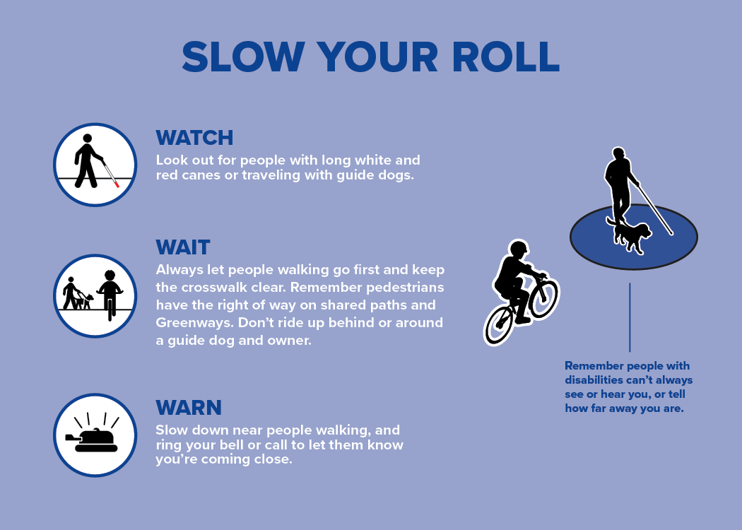 As a cyclist, please slow your roll and watch, wait, and warn pedestrians.
