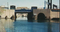View from afar of the Hamilton Avenue Bridge