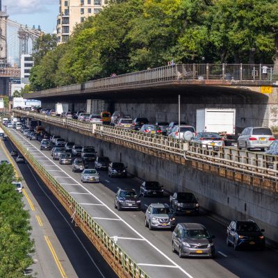 Traffic on the triple cantilever of the Brooklyn-Queens Expressway