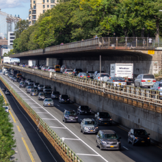 Traffic on the triple cantilever of the Brooklyn-Queens Expressway.