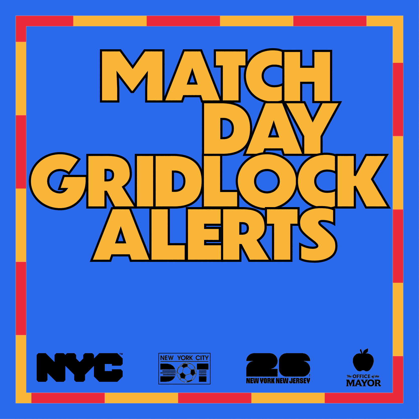 Icon to call attention to gridlock alert days on world cup match days.