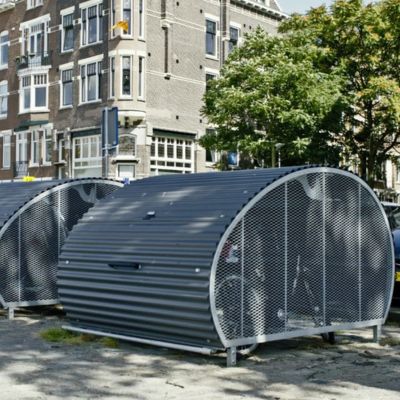 Example of secure, small capacity bike parking facility.