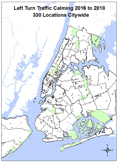 Left Turn Traffic Calming Map