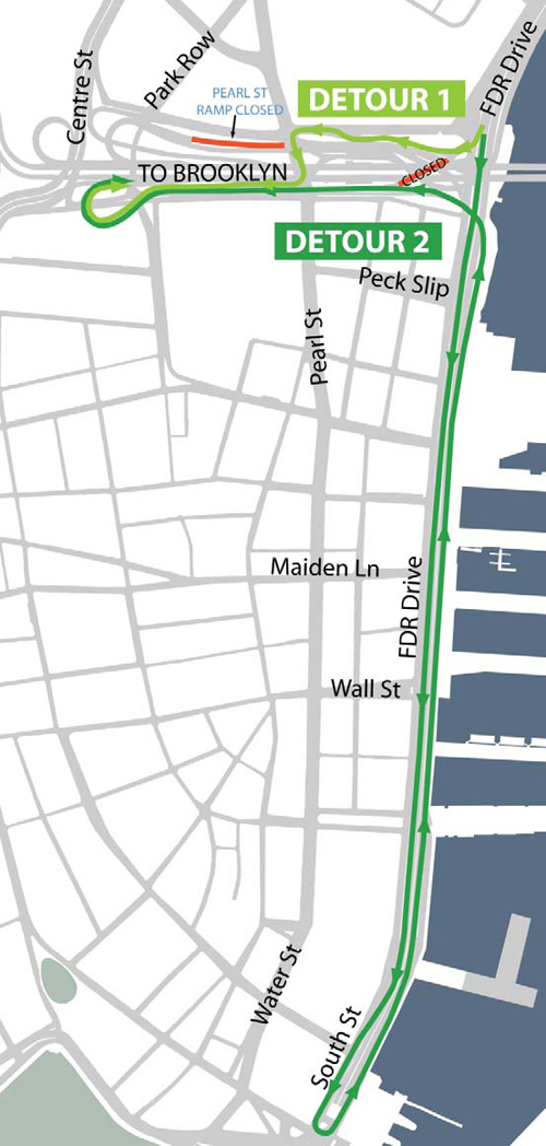 Map of detour routes