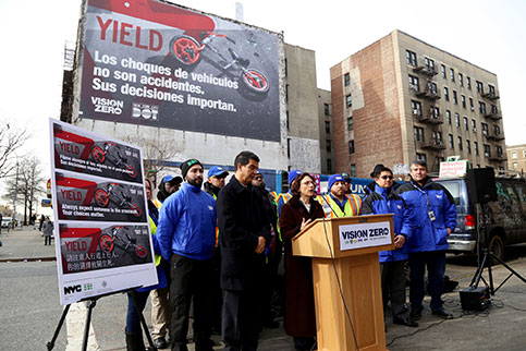 DOT Commissioner Trottenberg, Council Member Rodriguez and members of  the Vision Zero Street Team.