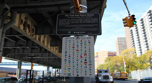 Plaque on street pole on South Street
