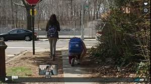 Children walking on sidewalk