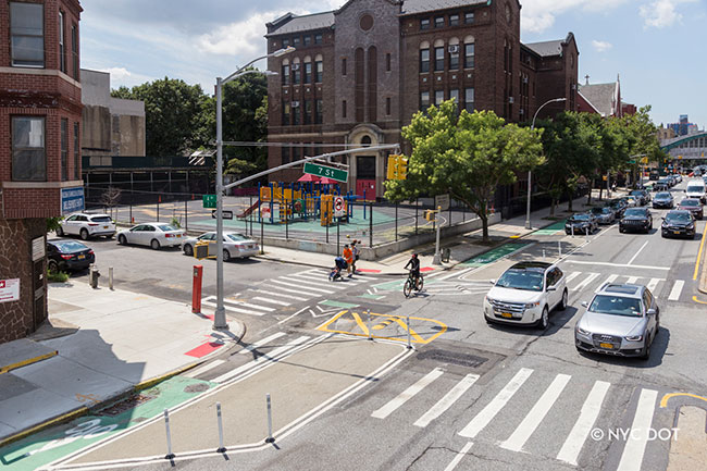 Completed portion of 4th Avenue protected lane, 7th Street