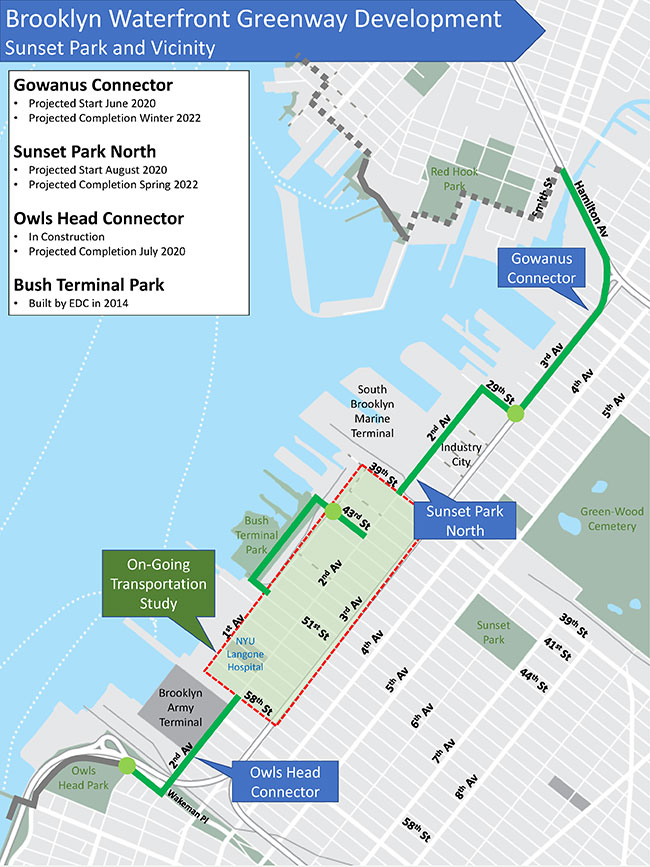 Completed portion of 4th Avenue protected lane Map