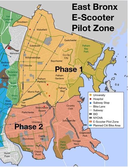 East Bronx E-scrooter Piolt zone