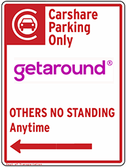 Carshare Parking Only sign for getaround vehicles, Others No Standing Anytime