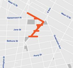 Map of water main around West 13th Street.