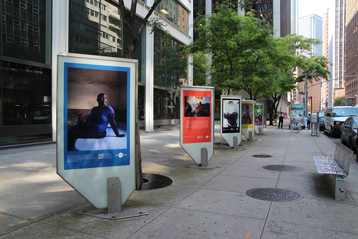 View of Reframing Neglect photography series on display at Water Street and Gouverneur Lane in Manhattan. Photo credit: NYC DOT 