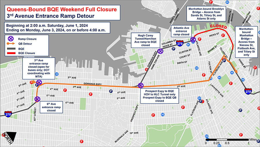 Queens-Bound Third Avenue Entrance Ramp Detour Map
