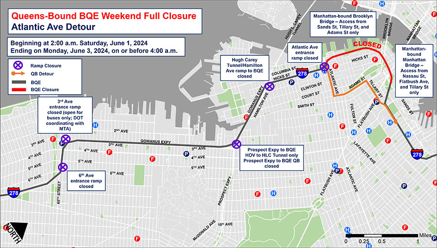 Queens-Bound Atlantic Avenue Detour Map