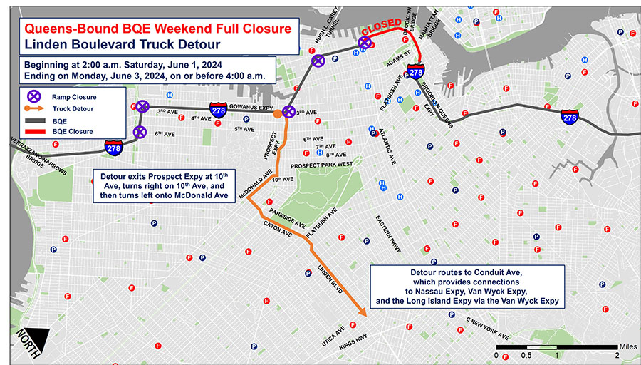 Queens-Bound Linden Boulevard Detour Map