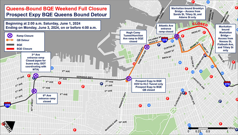 Queens-Bound Prospect Expressway Detour Map