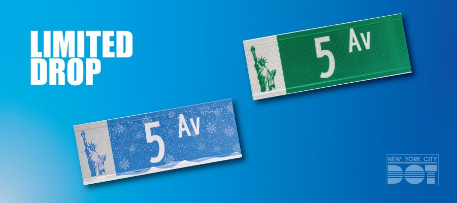 Limit drop of two versions of the 5th Avenue street sign.