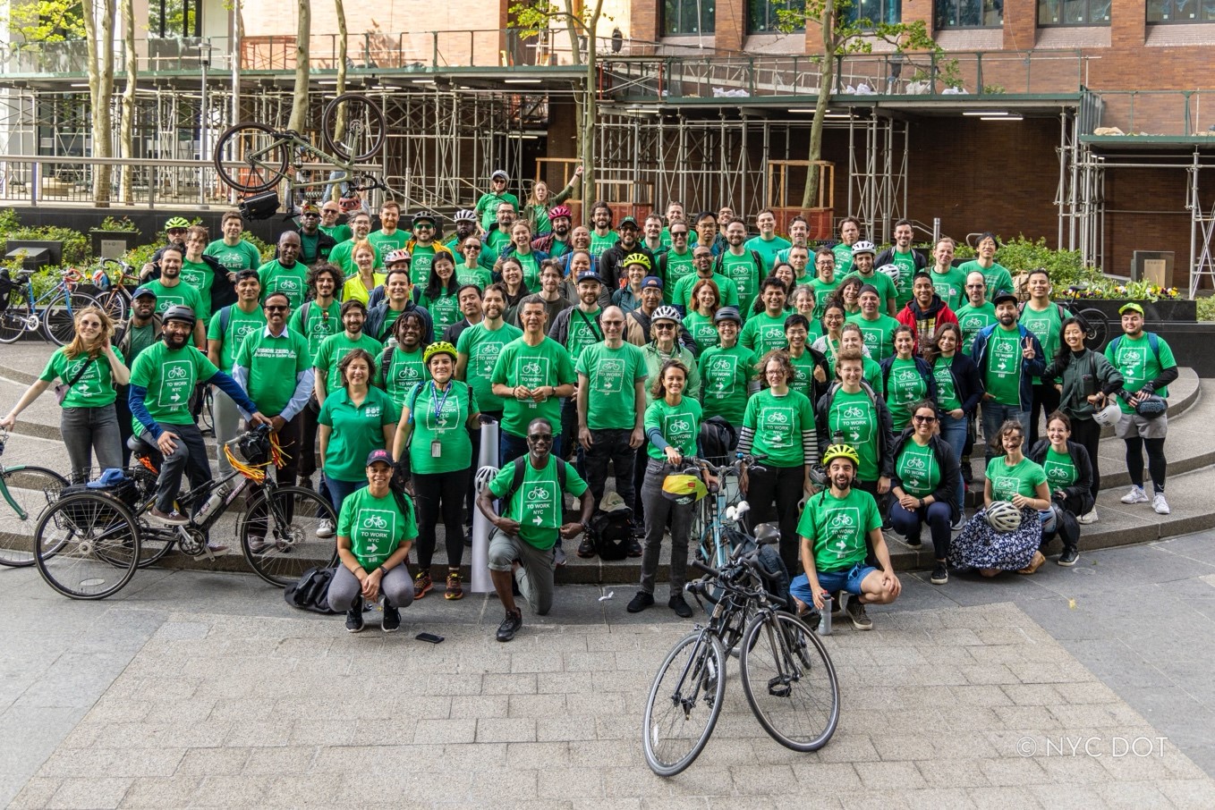 Commissioner Ydanis Rodriguez and NYC DOT staff members on Bike-To-Work Day 2024. Credit: NYC DOT