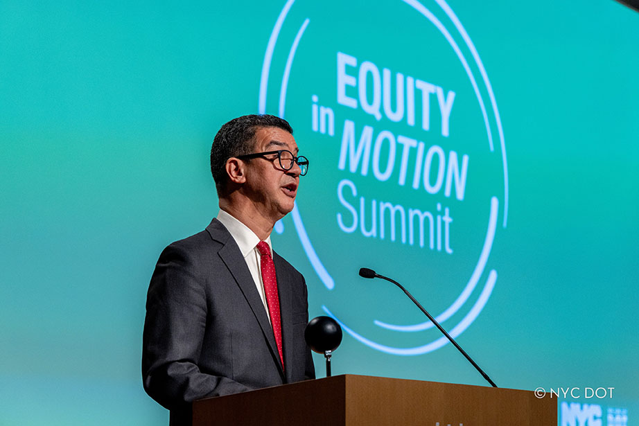 NYC DOT Commissioner Ydanis Rodriguez speaking at last year's Equity in Motion Summit