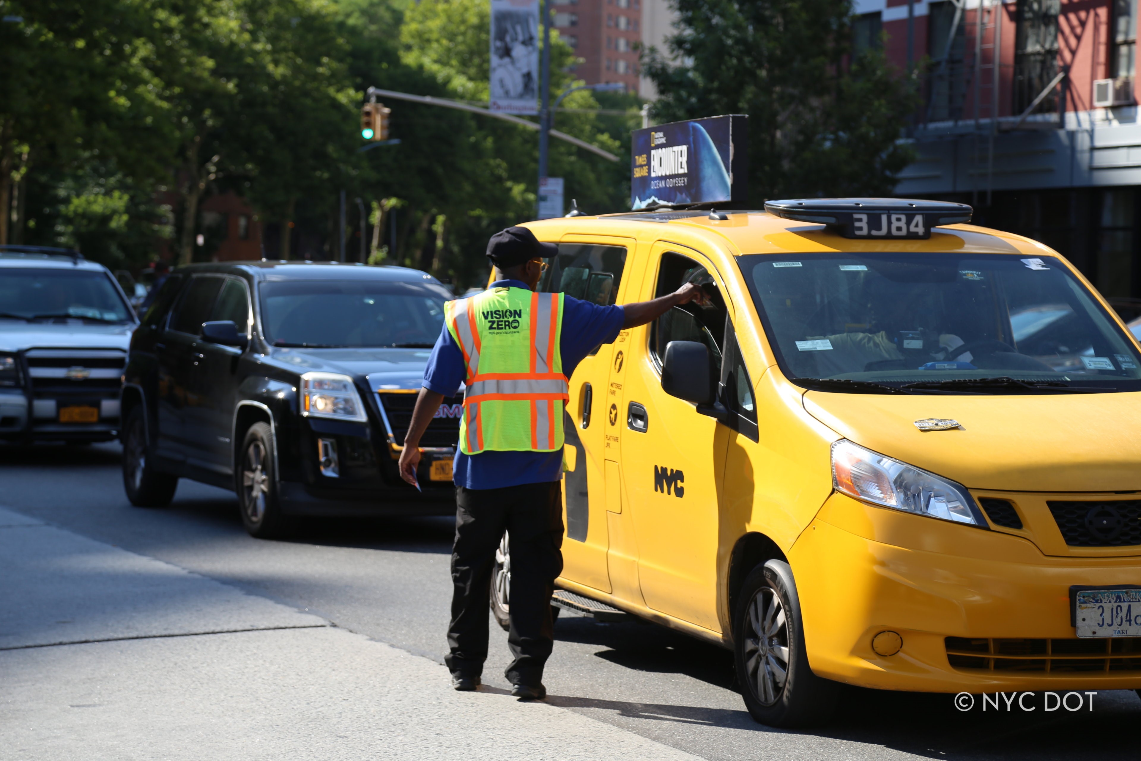 An NYC DOT Vision Zero street team member in the field