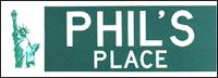 Personalized street name sign with Lady Liberty Logo, green background and white lettering