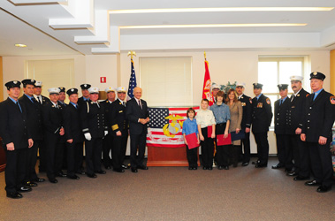 Many members who worked with Firefighter Martin Simmons of Ladder 111 attended the ceremony in his honor. 