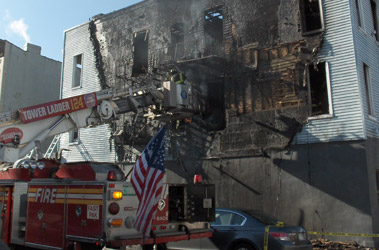Firefighters rescued panicked residents from a fire at this residential building in Bushwick.