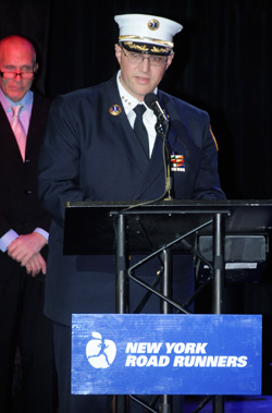 Chief of EMS John Peruggia addresses the crowd at Club Night.