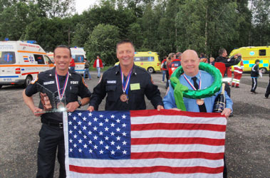 EMS Lt. James Fallar, Paramedic Joe Hudak and EMT Joe Fortis