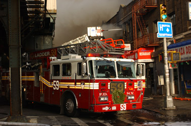 Ladder 59 operating at a fire in 2003