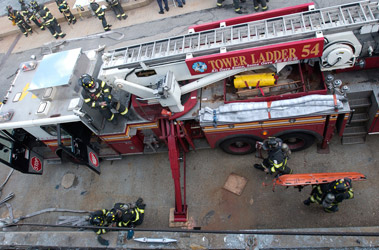 Ladder 54 operating at a 2006 fire