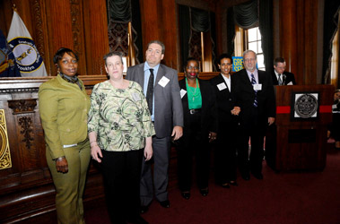 Members of the FDNY Public Certification and Testing Unit. (L to R) Brenda McKiver, Estelle Priesel, Peter Carfagna, Cheryl Edwards, Elsa Araya and Steven Ertrachter.