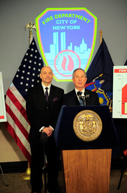Mayor Michael Bloomberg and Fire Commissioner Salvatore Cassano announced that in 2009 fire fatalities were at their lowest level in more than 90 years.
