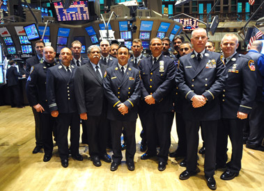 Members of the USAR team on the floor of the New York Stock Exchange.