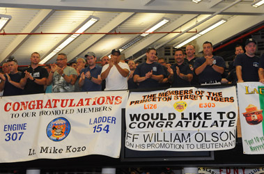 The auditorium at the FDNY Academy was filled with well-wishers from across the city.
