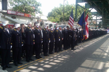 Fire Commissioner Salvatore Cassano and Chief of Department Kilduff joined firefighters from across the city -- including Rescue 4 and Ladder 163 -- for the memorial mass marking the 10th anniversary of the Father's Day Fire.